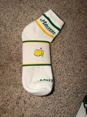 Masters White Athletic Socks with Green and Yellow Stripes